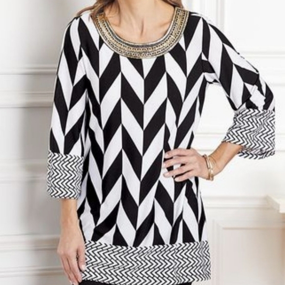 Anthony Richards Stripes Embellished Top - Picture 2 of 10